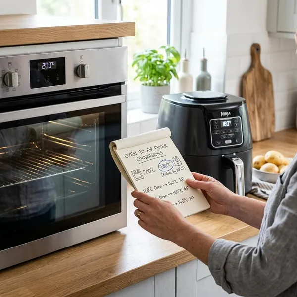 Hoeveel is 200 graden oven in de airfryer?