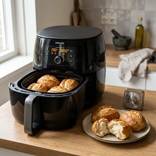 Welke stand gebruik je voor broodjes in de airfryer