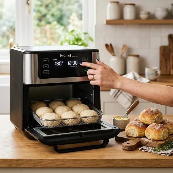 Hoe lang moeten afbakbroodjes in de airfryer