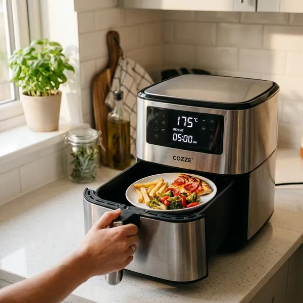 eten opwarmen in airfryer hoeveel graden