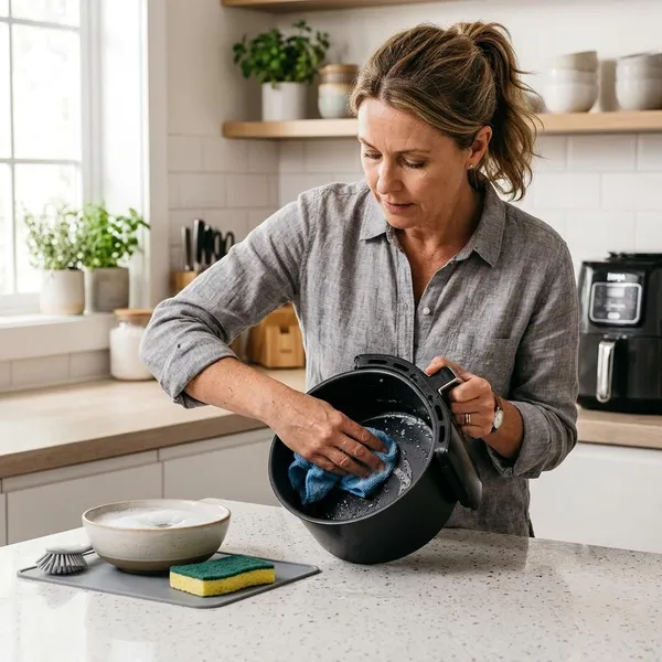hoe krijg ik mijn airfryer goed schoon