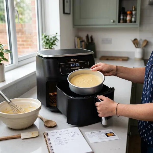 Hoe lang moet cake in de airfryer